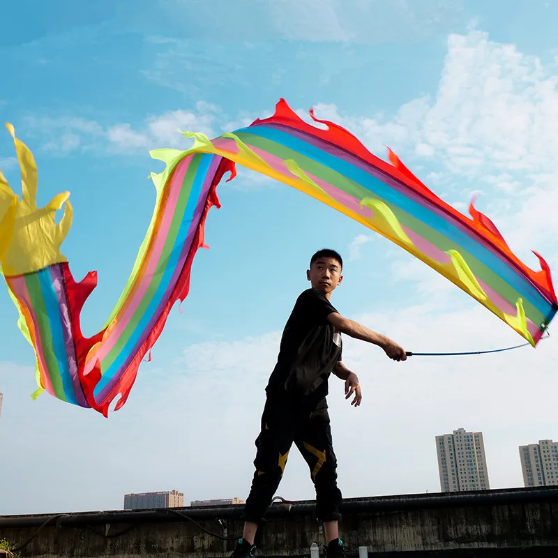 Fita de dança de dragão chinesa de 3m para crianças, estudante, dança quadrada, festival de dragão, adereços de celebração, construção corporal