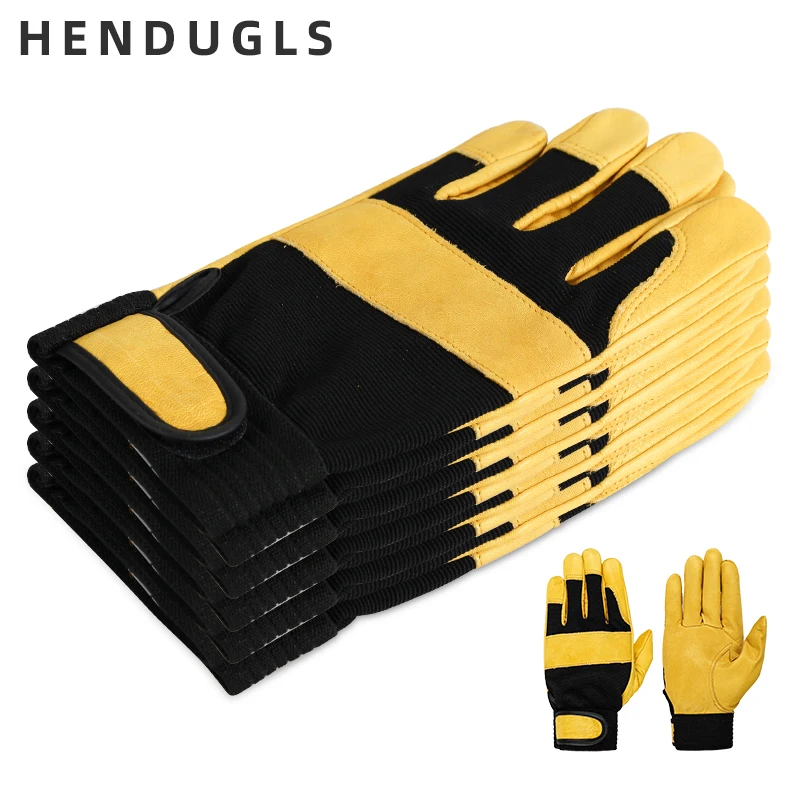 HENDUGLS 5pcs Mechanical Work Gloves Flex Extra Grip Unisex Working Riding Safety Protective Garden Sports Glove 3031