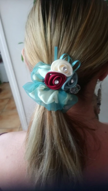 Korean Elegant Flower Scrunchies Women Girls Elastic Hair Rubber Bands Accessories Tie Hair Ring Rope Ponytail Holder Headdress