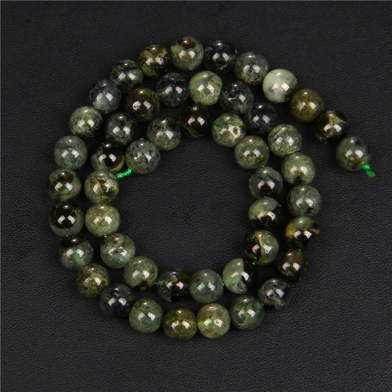 Perles rondes en pierre naturelle de préhnite vert foncé, Quartz, Jades, minéraux, pour la fabrication de bijoux, Bracelet et collier, DIY, 6/8/10mm