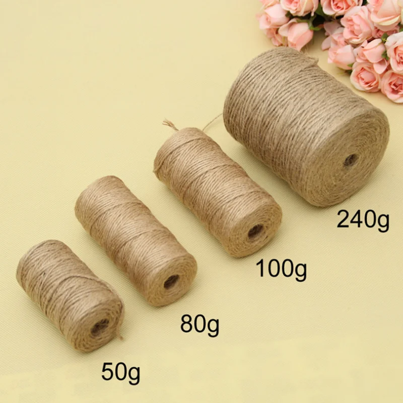 30/50/80/100 metrów naturalne w stylu Vintage lina z juty Cord String sznurka jutowa wstążka rzemiosło szycia DIY juta Wedding Party Decoration