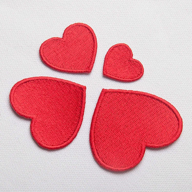 10PCs/lot Red Love Heart Embroidery Patch For Clothing Cute Motif Iron On Patches DIY Badge Garment Decoration