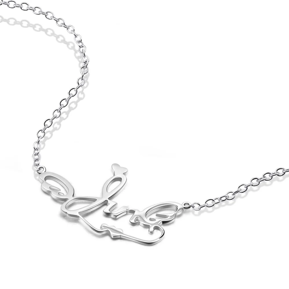 

Creative fashion letter Pendant Necklace for Women 925 silver hollow pendant lettering Necklaces Jewelry gift bijoux