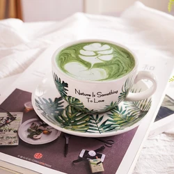 Nordic Ceramic Coffee Cup and Saucer Sets, Cappuccino Latte, Tazas Afternoon Tea Party, Home Drinkware, Gifts Decoration