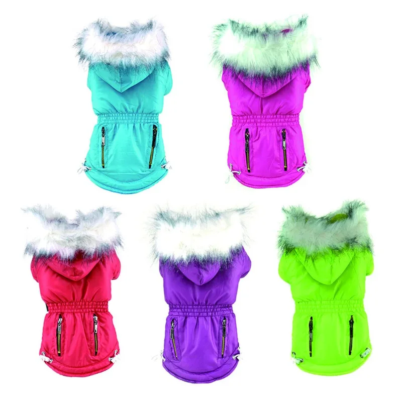 Winter Warm Jacket with Harness Puppy Pet Clothes Dog Cloth Vest Winter Clothing