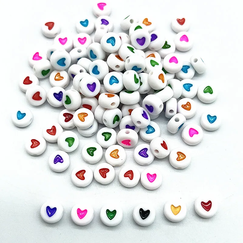 100pcs 7mm Multicolour Heart-shaped Letter Shape Beads for Jewelry Making Diy Handmade Bracelet Accessories