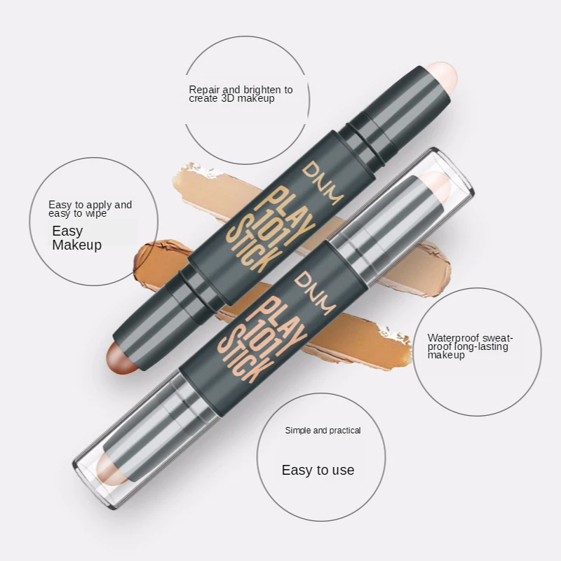 Face Makeup Double-head Corrector Contour Concealers Stick Face Foundation Concealer Pen Highlight Shadow 2 In 1 Sweat Proof