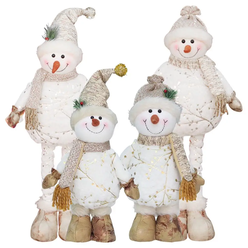 New Year 2022 Telescopic Christmas Dolls Ornament Soft Plush Snowman Standing Doll Merry Christmas Decoration For Home Xmas Gift