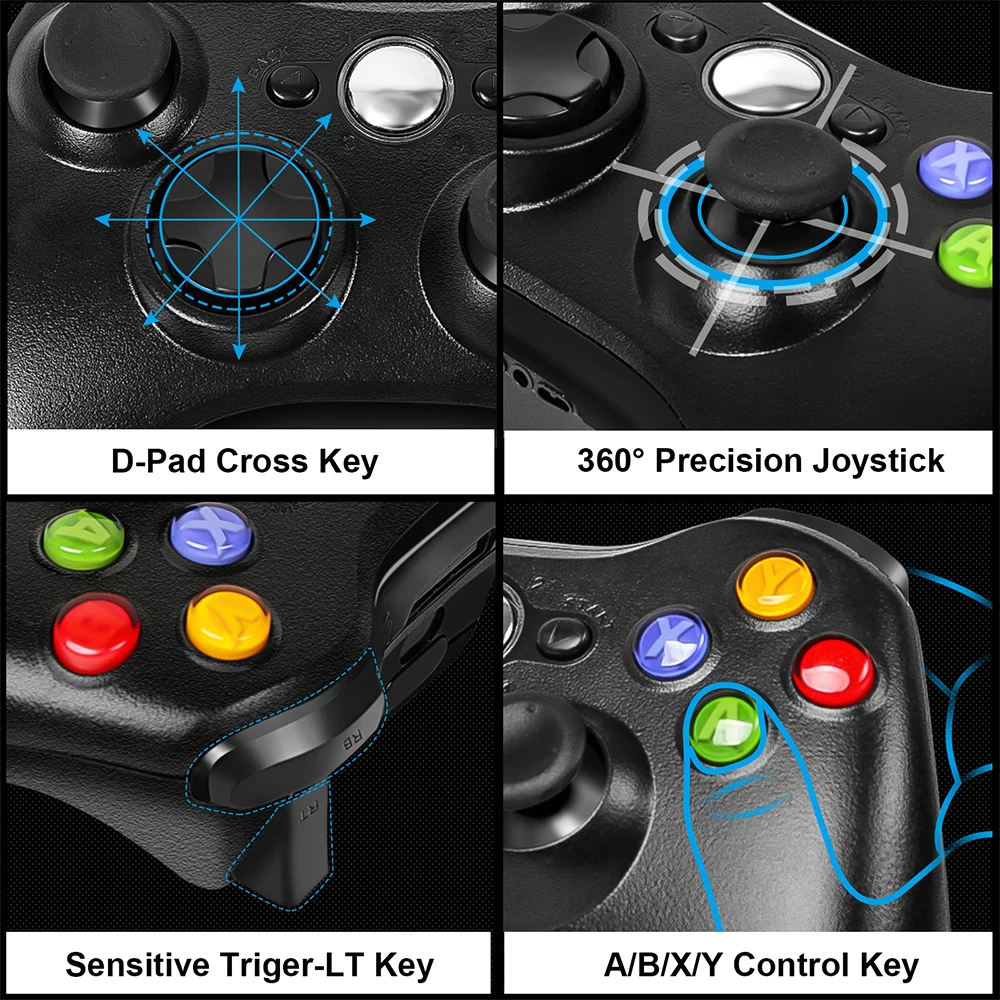 Controller Wireless Powtree 2.4G per Joypad serie Xbox con alta qualità compatibile con PC Windows 7 8 10 360 controle gamepad