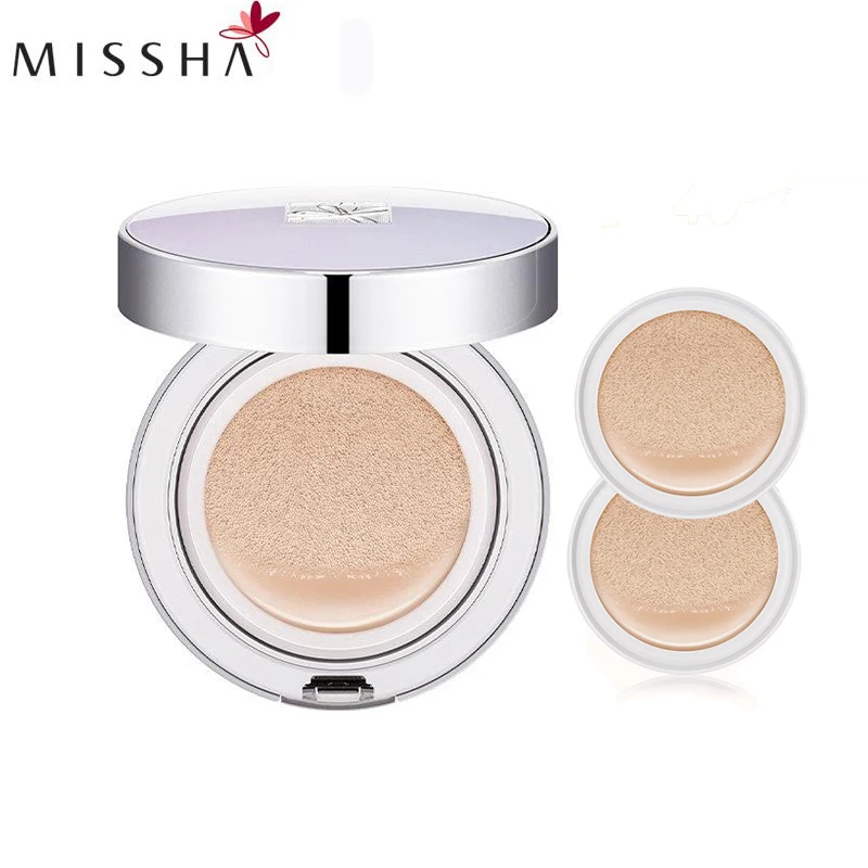 MISSHA Signature Essence Cushion Special SET 14g+( Refill14g*2) SPF50+/PA+++ Korean Air CC Cream Waterproof Brighten Foundation