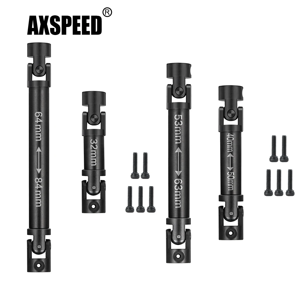 AXSPEED 2Pcs Metal Transmission Drive Shaft Joint for Axial SCX24 90081 AXI00002 AXI00001 1/24 RC Crawler Car Truck Upgrade Part