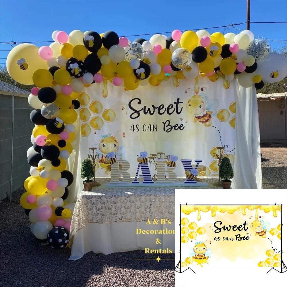 

Mocsicka Sweet Bee Newborn Baby Shower Backdrop Honey Bee Baby Kids Birthday Party Decoration Photo Background for Photo Studio