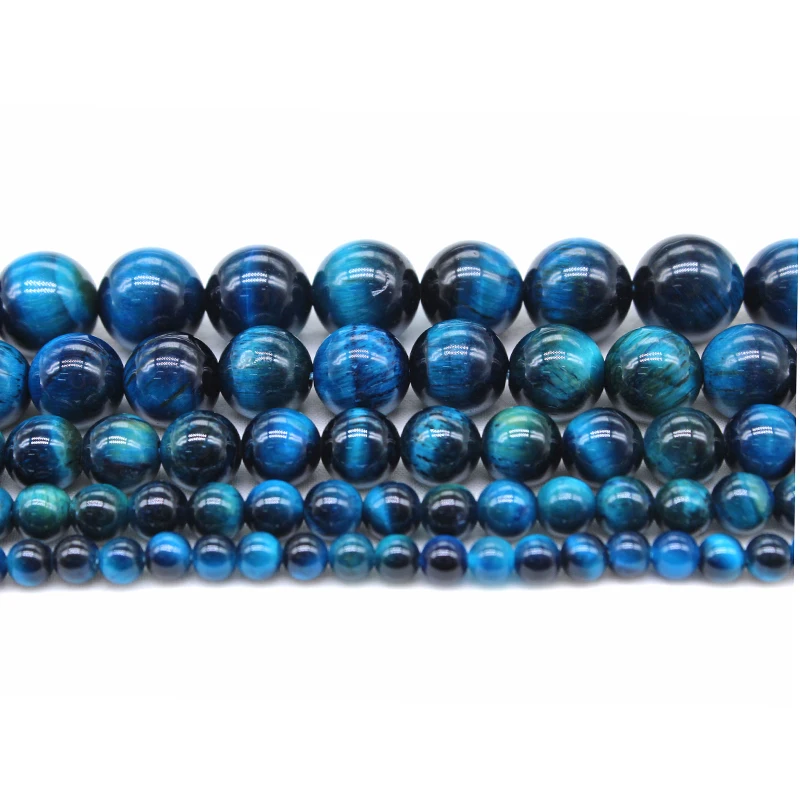 ラウンドビーズaaaナチュラルブルータイガーアイ,ジュエリー作り用,ネックレス4/6/8/10/12mm,15 \