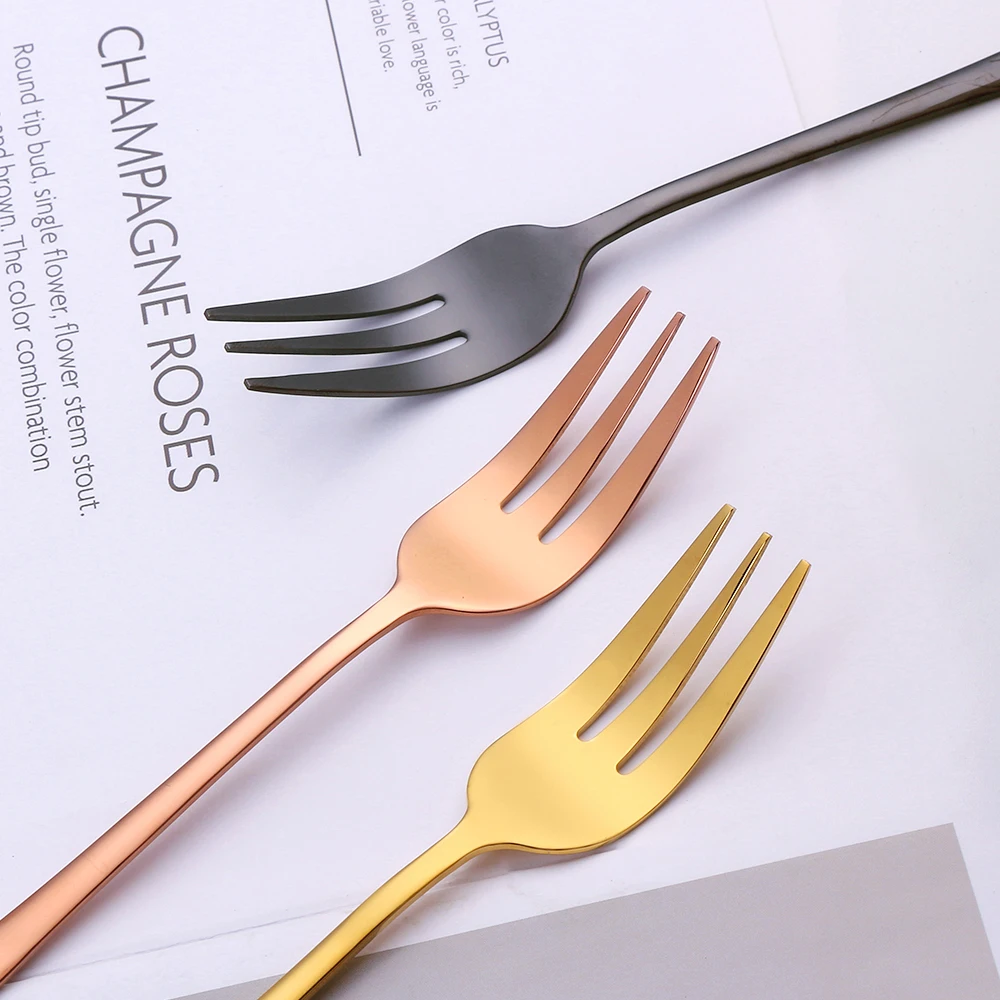 1/4/5/6Pcs Tea Forks Fruit Fork Stainless Steel Tableware Set Gold Cake Snack Salad Fork Dinnerware Cutlery Kitchen Utensils