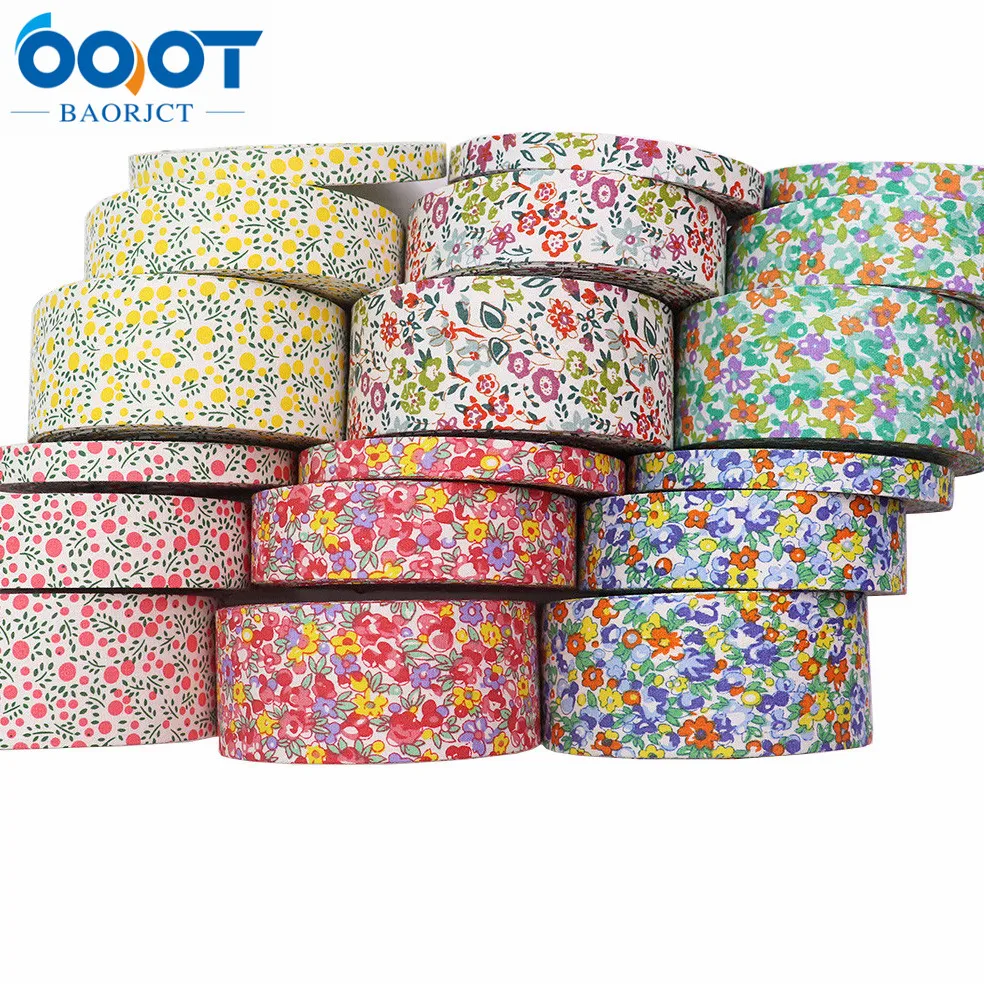 Double-Sided Flowers Cloth Ribbons 5 Yards M-21623-905 38MM DIY Crafts Hairclip Apparel Accessories and Sewing Decorations