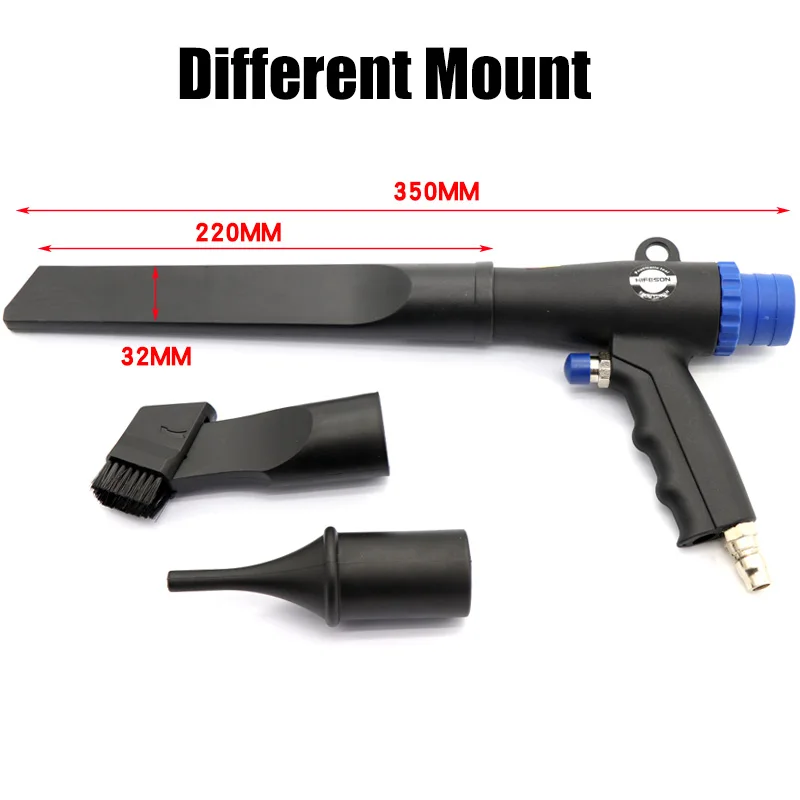 Dual Use Pneumatic Air Blowing Dust Vacuuming Suction Gun with 3pcs Nozzles for Vacuuming and Dust Removal