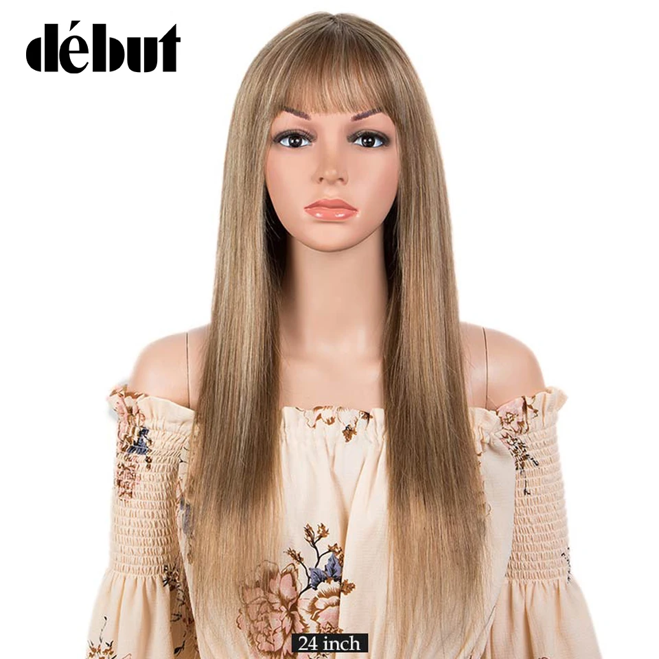 เปิดตัวตรง Wigs กับ Bangs Ombre P4/27/30บราซิล100% Remy Wigs วิกผมผม28 ''ราคาถูกเต็ม Wigs ฟรีเรือ