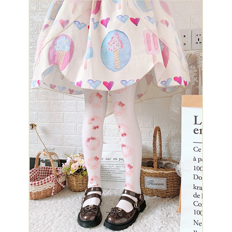 Lolita stockings Girls knee socks tube socks velvet printing socks Lolita Japanese