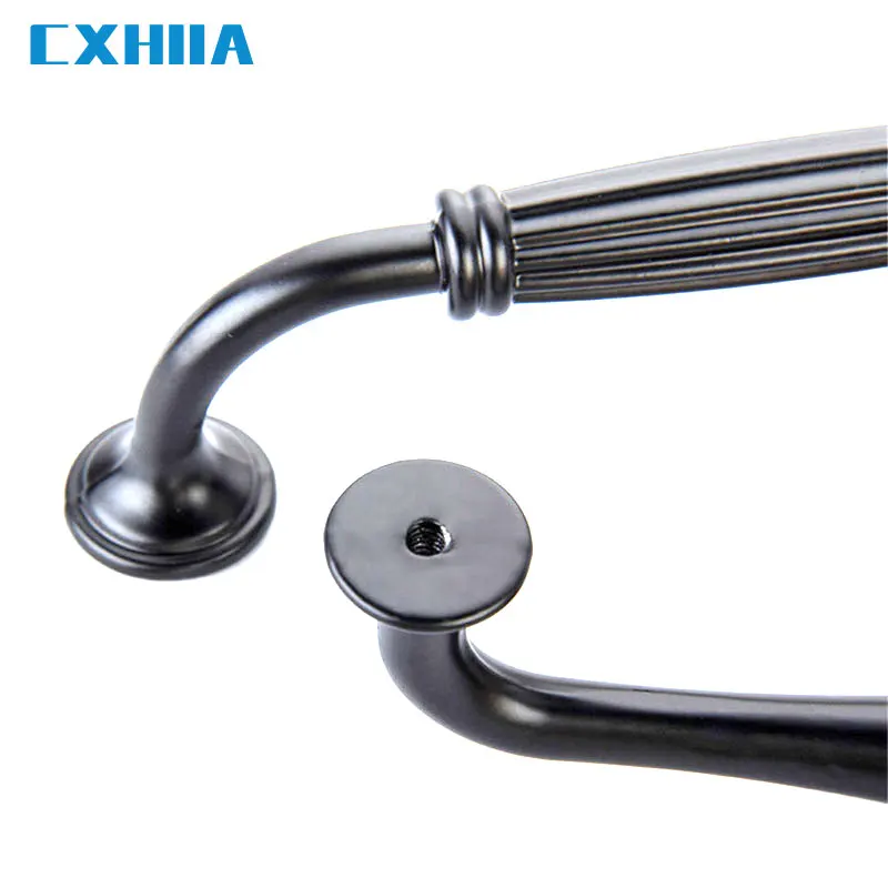 CXHIIA Drawer Handle American Black Modern Minimalist Nordic Wardrobe Door Handle European Style Cabinet Single Hole