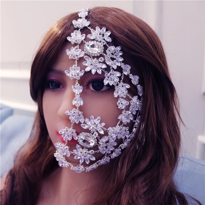 Full Rhinestone Halloween Half Face Mask Bling Crystal Sexy Mask Exaggerated fashionable lady mask jewelry Party accessories