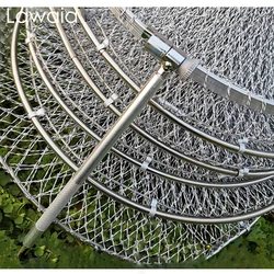 Lawaia Fishing Landing Net Handmade Grey Braided Line Hand Net Folding Quick-drying Net Cages Stainless Steel Rings Fishing Gear