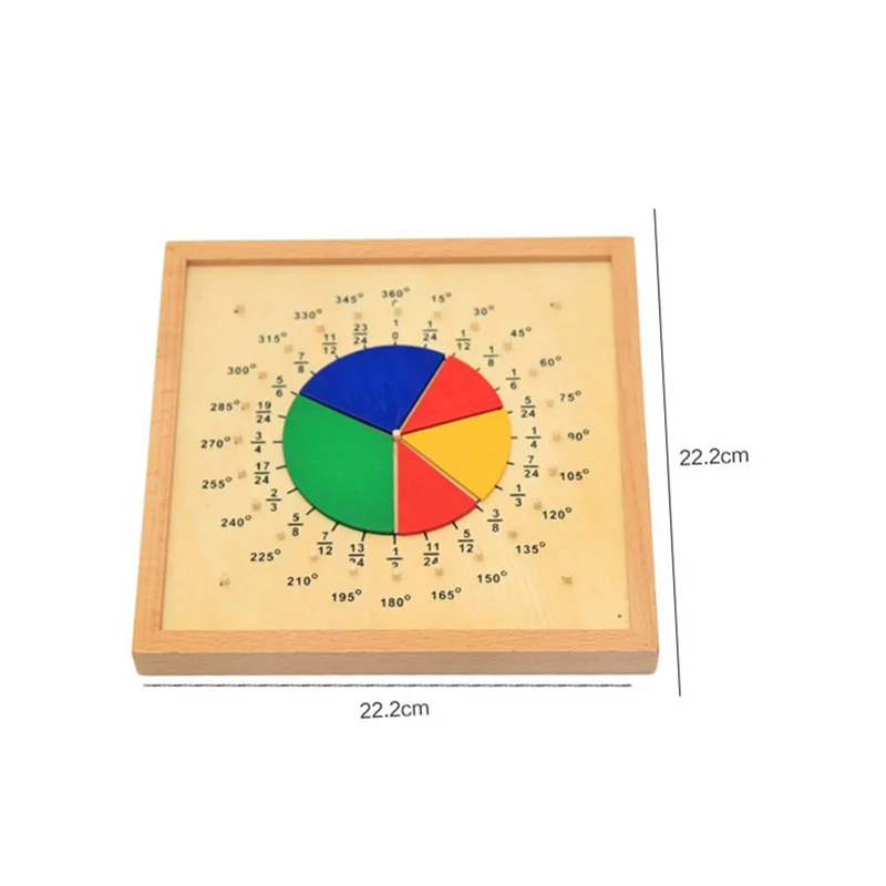 Montessori Mathematic Materials Wood Fraction Circles Board Kids Early Learning Tool Math Educational Game Hand-eye Coordination