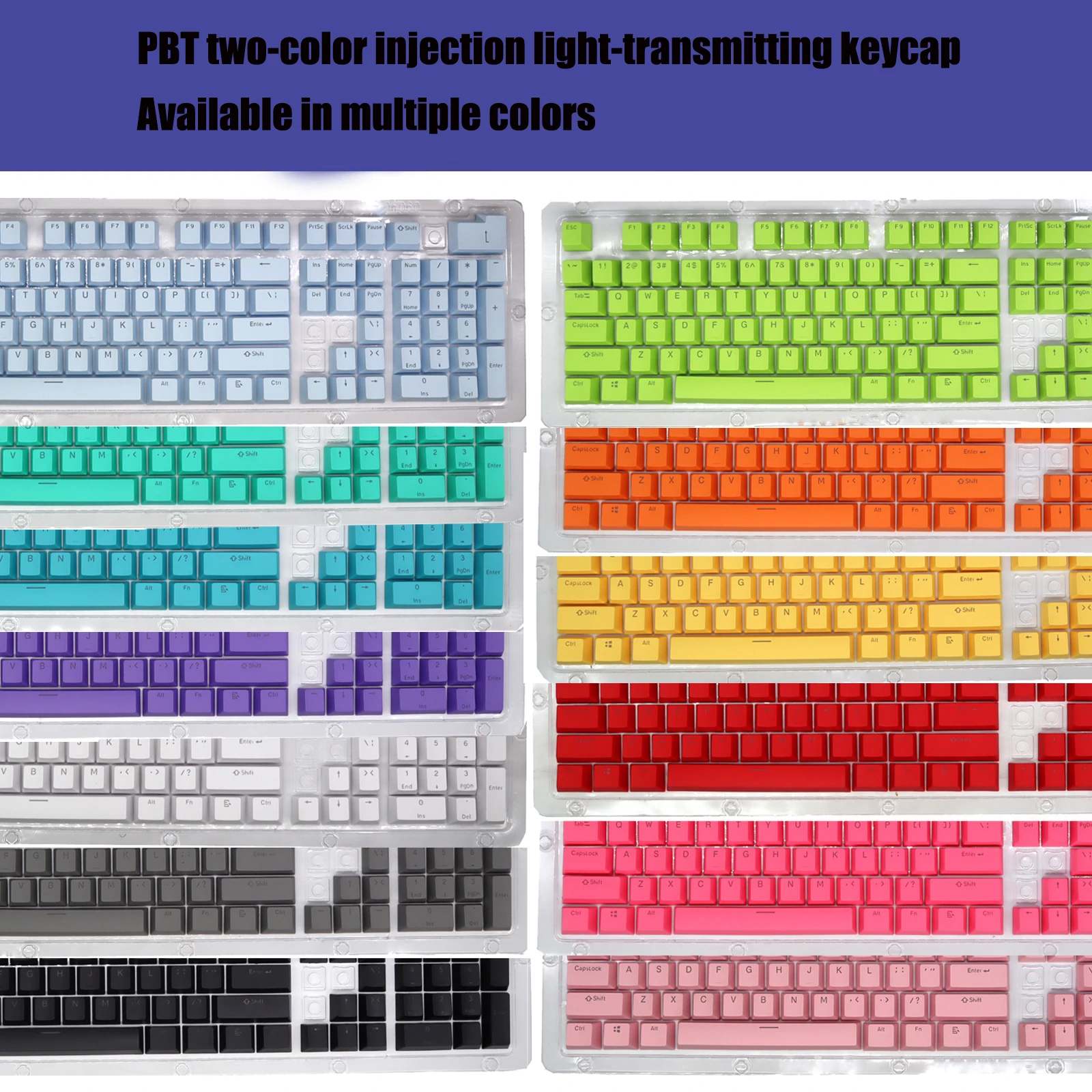 

Keycaps for Mechanical Keyboard PBT Ergonomic 104 Keys Oil-resistant Replacement Key Caps with Puller for Cherry/Kailh/Gateron