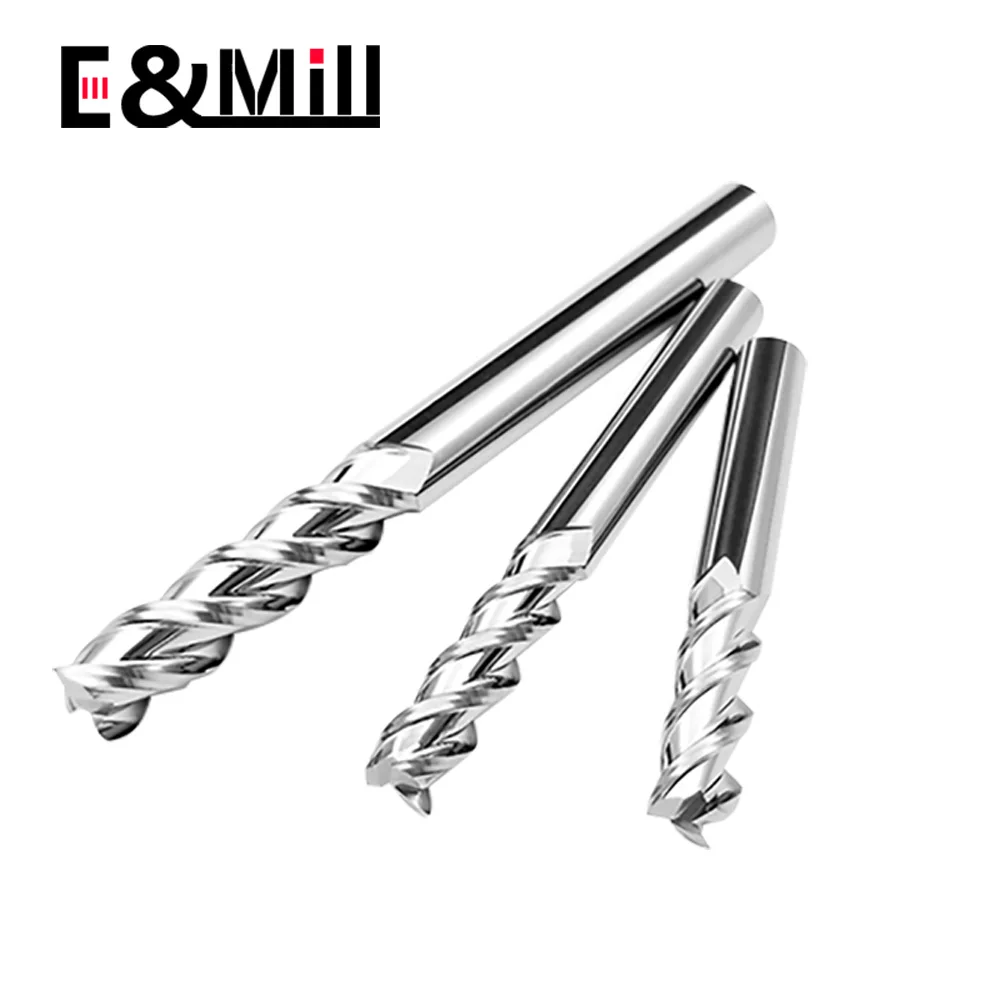 Fresa de acero de tungsteno HRC55 de 3 flautas para miroir de alto brillo, aleación de aluminio, centro de mecanizado especial de tres hojas