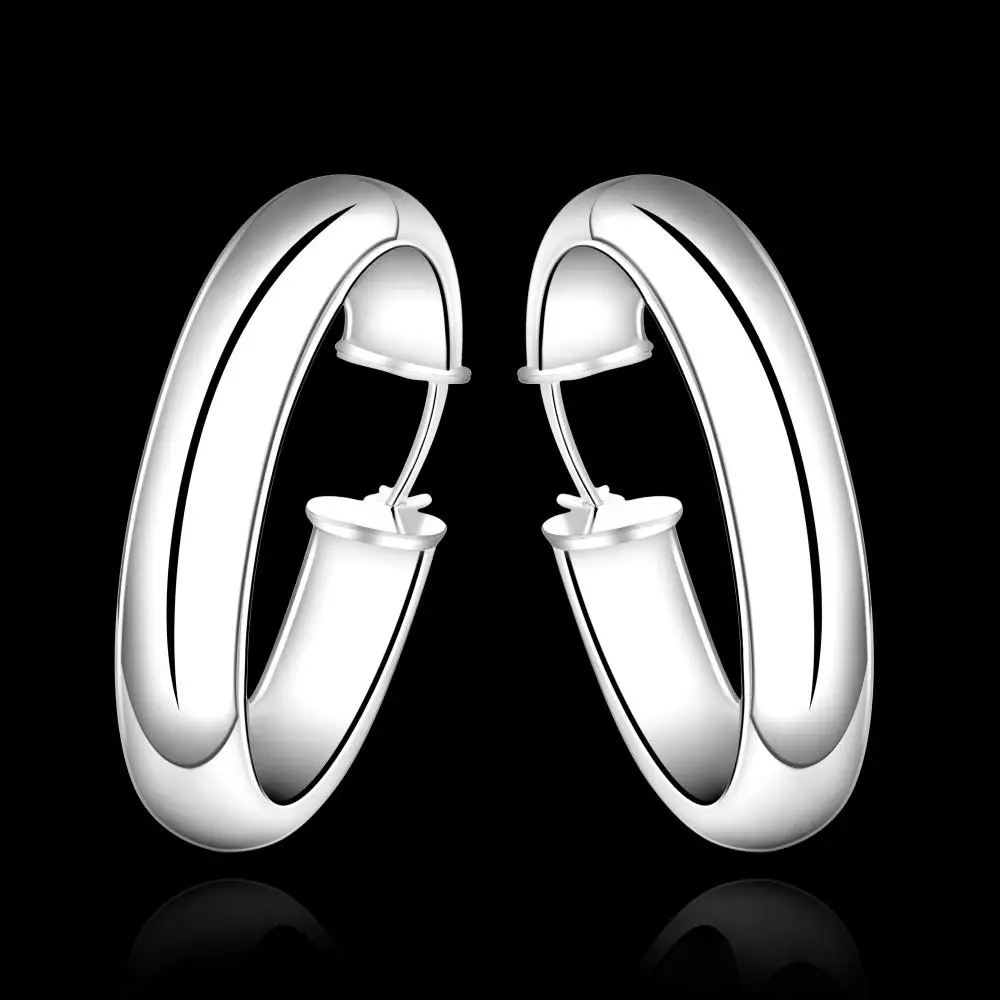 wholesale Charm fashion hook women lady wedding circle silver color earrings high quality jewelery cute nice Christmas , E595