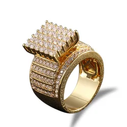 Hip Hop Dragon Claw 3A+ CZ Stone Bling Ice Out Geometric Square Finger Rings Men Signet Ring Male Rapper Jewelry