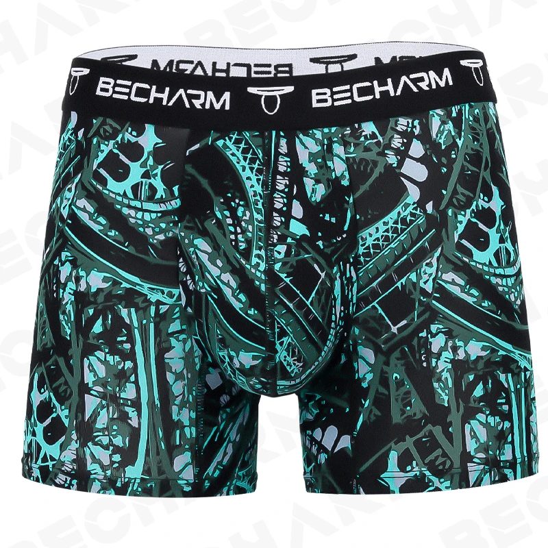 BeCharm Men\'s Underpants Boxers Shorts Printing Sexy Panties Male Briefs Set Boxer Men Cotton Plus Size Comfortable for Sports