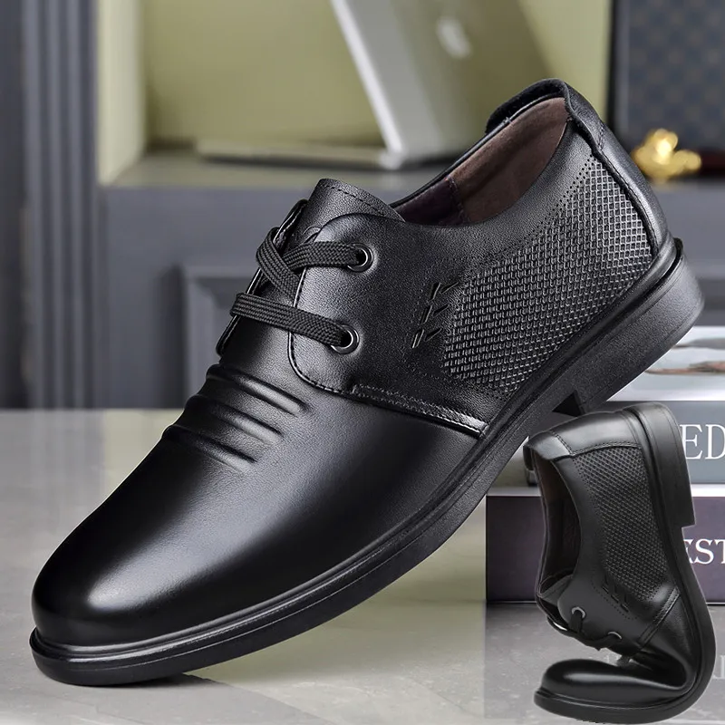 Spring Autumn Fashion Men's Genuine Leather Shoes Head Lacp-up Shoes Man Leisure Business Soft Comfortable Cowhide Male Footwear