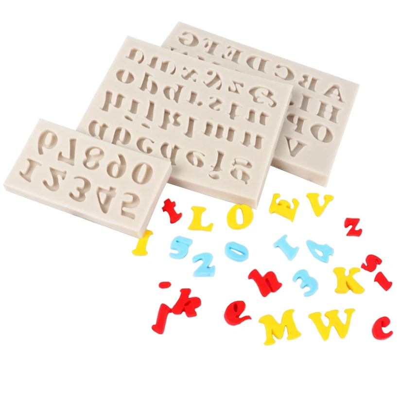 3 pcs/set Uppercase Lowercase Letter Number Silicone Mold Sugarcraft Fondant Cake Decorating Tools Cupcake Baking Mold