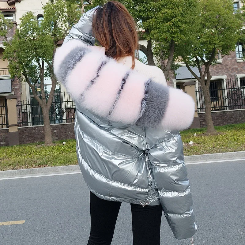 Maomaokong 2024 Winter Real Fox Fur Collar White Duck Down Padded Down Jacket Regular Fashion Warm Big Fur Collar Women\'s Coat