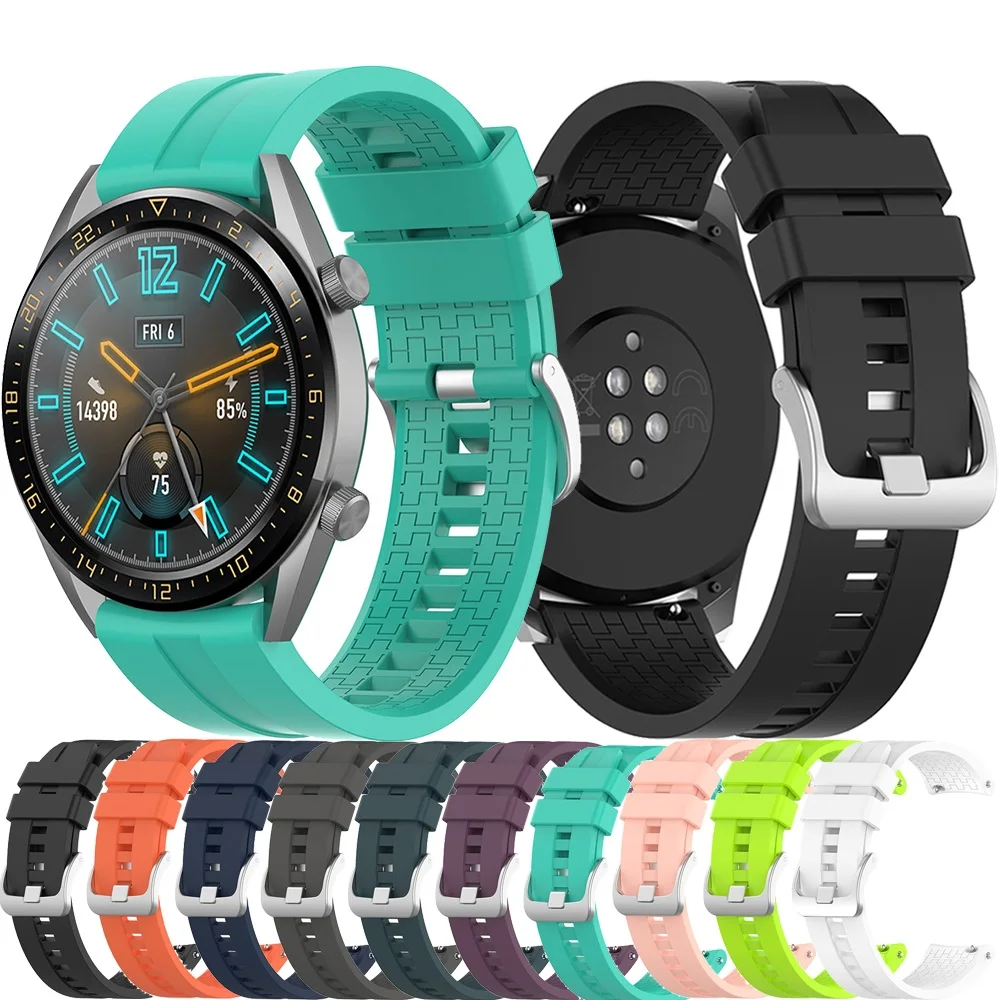 

22mm 20mm Silicone strap Compatible with Samsung Galaxy Watch 3/Active 2/Huawei watch GT2/Amazfit GTR Replacement bracelet strap