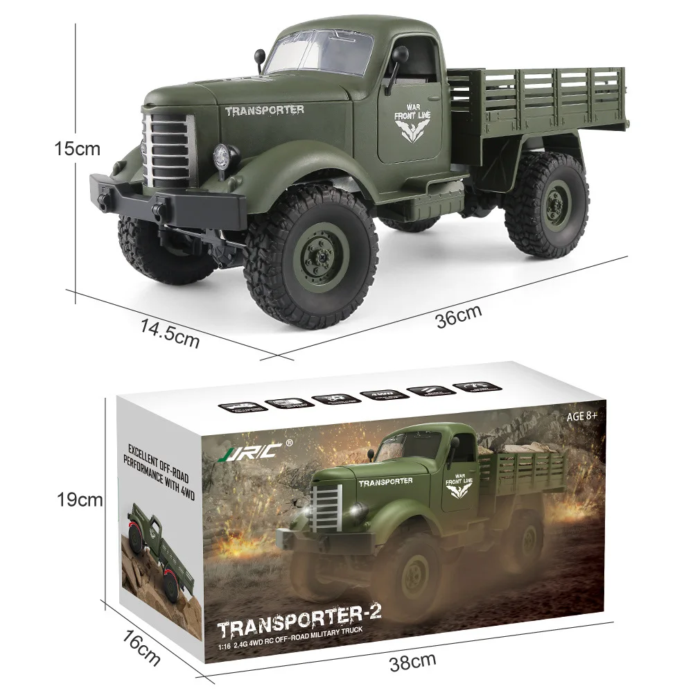 RC Military Truck JJRC Q60 Q61 6 wheel Drive RC Climbing Car 1:16 2.4G Loadable Off Road Remote Control Truck Military Vehicle