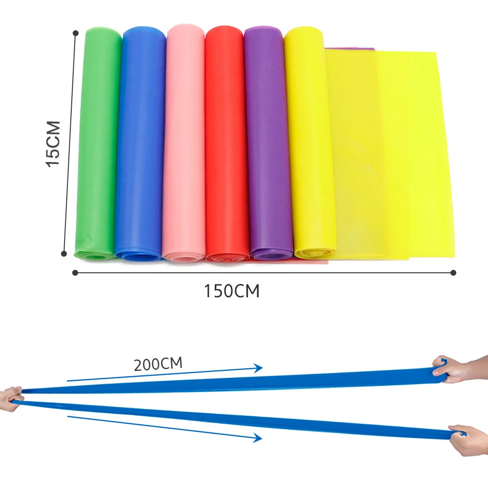 Yoga Pilates Resistance Band Stretching Exercise Fitness Belt Elastic Training Fitness Exercise Rubber 150cm Natural Rubber