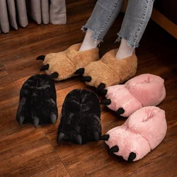 Zapatillas de Invierno para mujer y niña, zapatos de Casa de piel gruesa con pata de oso, Animal de Navidad, nuevo diseño, 2021