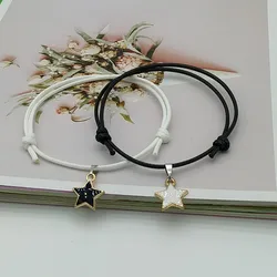 New arrival Paired Bracelets for Women and Men Couple Bracelets Black and White Rope Chain Fashion Stars Charm Lucky  Bracelet