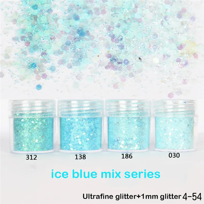 

Ice Blue Colors Series Flakies Nail Sequin 1Jar Holographic Fasion Fine Glitter Powders Multicoloured Paillette Dust Nail Decor