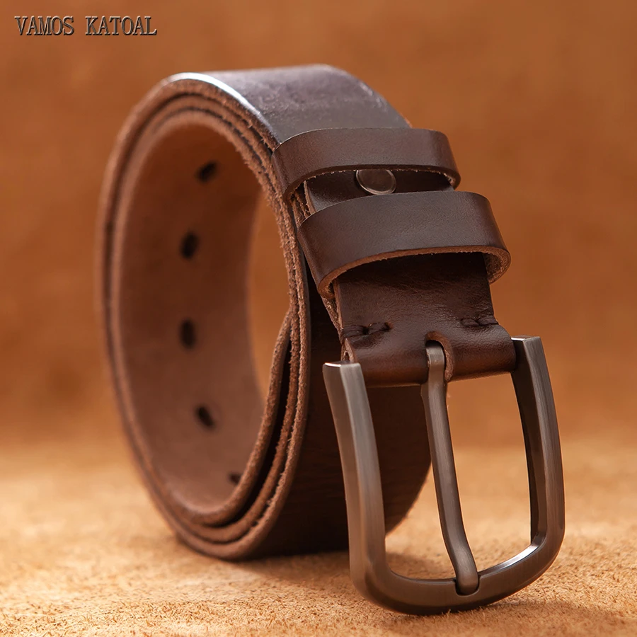 Ceintures en cuir véritable de vache pour hommes, style Cirboy, vintage, marron, luxe, designer, haute qualité, mode masculine