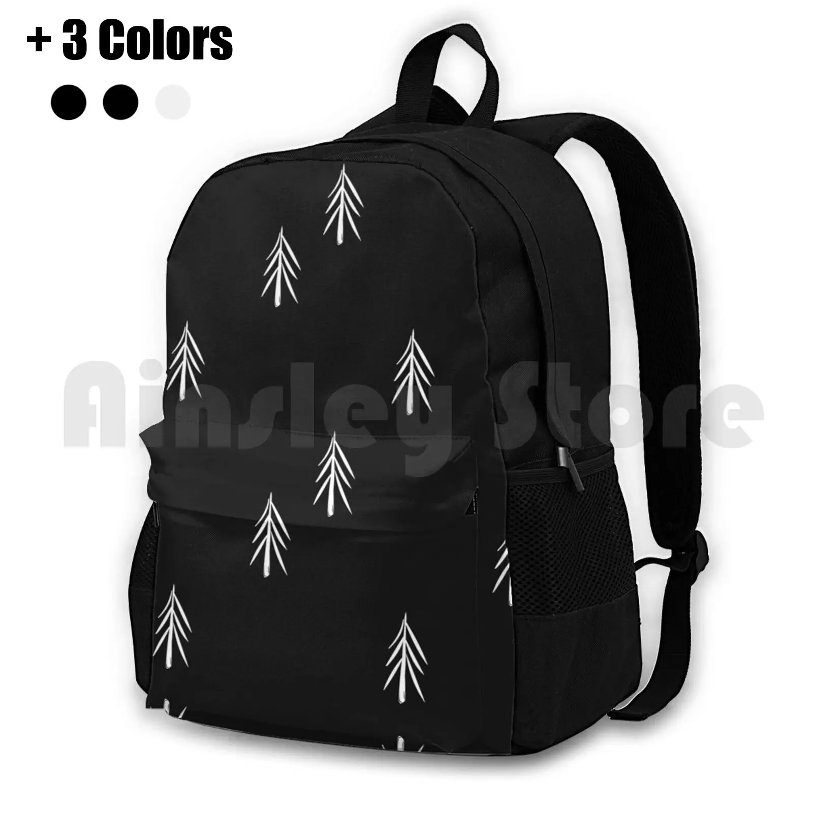 Nordic Fir Trees Outdoor Hiking Backpack Riding Climbing Sports Bag Trees Forest Black White Fir Fir Trees Fir Tree Pattern