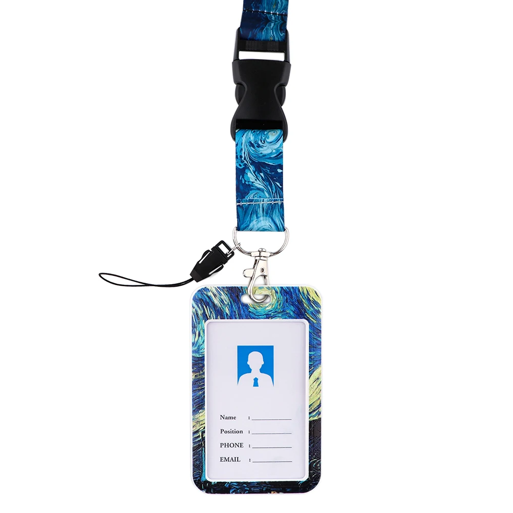 Брелок для ключей Flyingbee с изображением звездного неба Ван Гога, ремешок на шею с пряжкой для телефона, ID-карты, креативные ремешки X2355