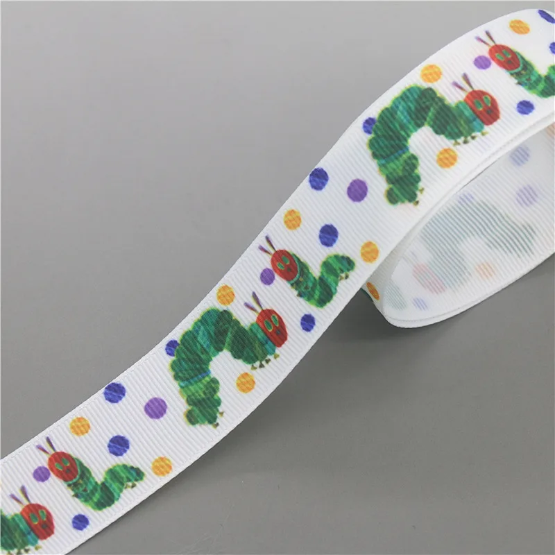 DUWES 50yards Hungry caterpillar Printed Grosgrain Ribbon Accessory Hairbow Headwear Decoration DIY Wholesale OEM D1463