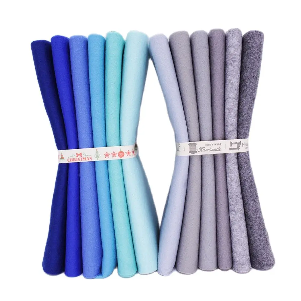 Grey Blue Felt Set,1.2mm Soft Non-woven Fabric For Handmade DIY Sewing Crafts Dolls Toy,Polyester Cloth 12 Pcs/Lot 25cmx28cm
