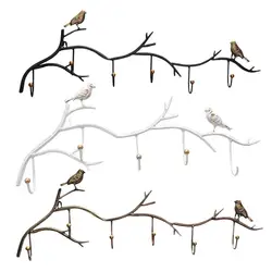 Wrought Iron Bird Door Hook Rack Clothes Rack Robe Key Holder Door Wall Mounted Hat Hanger Kitchen Wall Home Decoration 5 Hooks