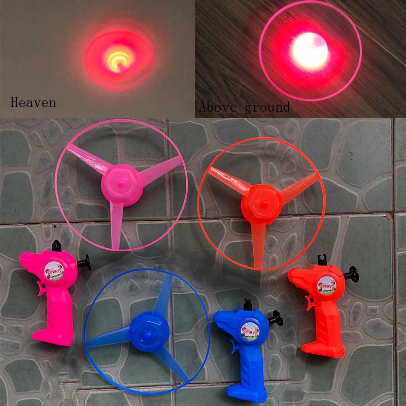 

2020 New pull wire LED light plate Outdoor sport toys Three-color lighting Bamboo raft Flyings fairy Manual Push shot helicopter