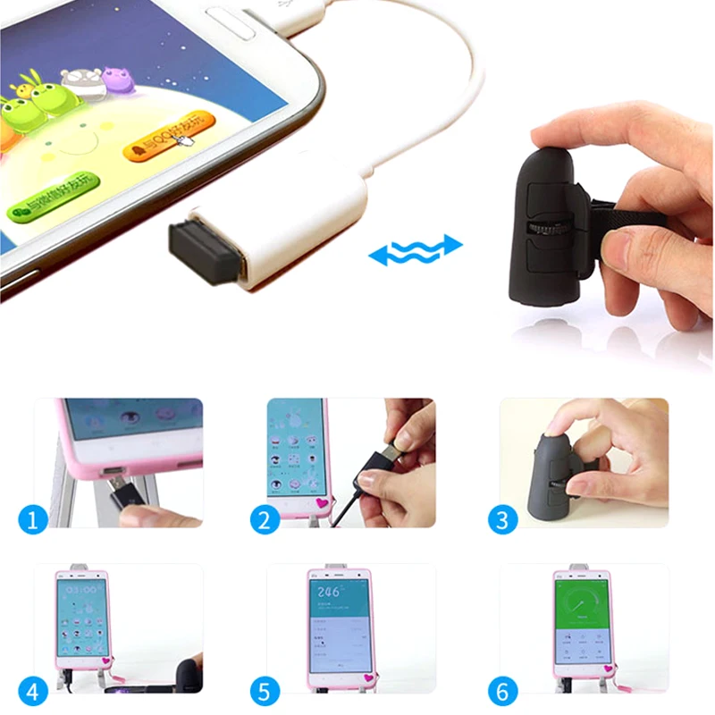 Mouse Wireless USB Ring 2.4G Wireless creativo, Mouse pigro con le dita, Tablet per telefono cellulare per Computer Mini compatibile con Bluetooth