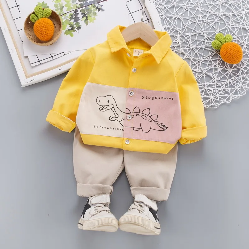 Spring fall newborn Baby Boys Clothes Outfits Sets Shirt Pants Suits Cloth for toddler Baby boys clothing 1 year Birthday sets