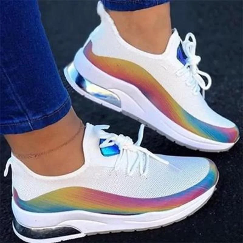 Fellow-Chaussures de sport arc-en-ciel canisées pour femmes, chaussures de sport confortables, chaussures sans talons hauts, mode 2021, grand 43